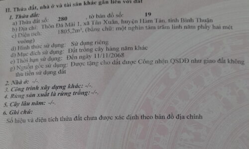Bán lô đất hẻm bê tộng 5m đường tự chừa thuộc tân xuân hàm tân bình thuận