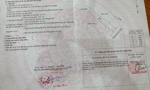 Bán lô đất mặt tiền đường nhựa nguyễn thông xã tân bình thị xã lagi bình thuận