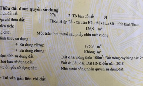 ĐẤT MẶT TIỀN LÊ THÁNH TÔN – TÂN HẢI LAGI, BÌNH THUẬN